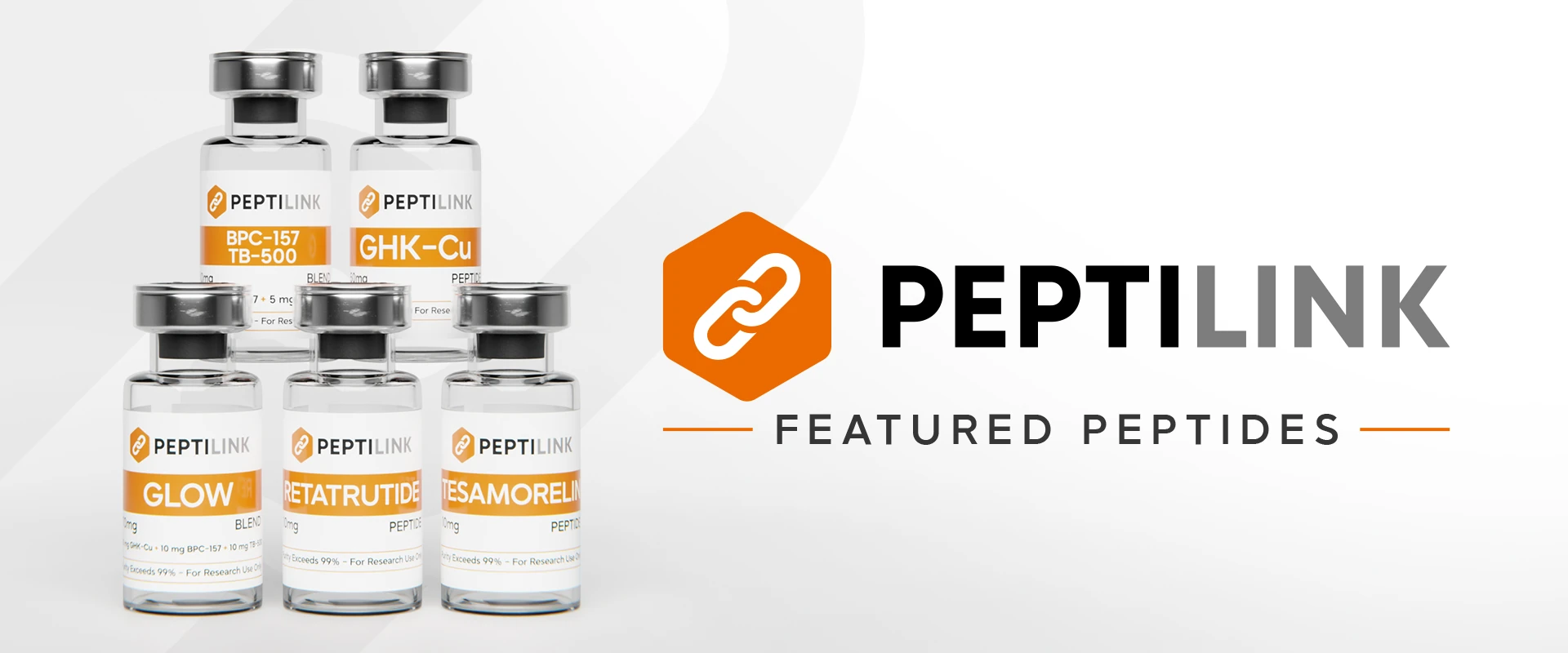 Peptilink Featured Peptides con los cinco productos del catálogo